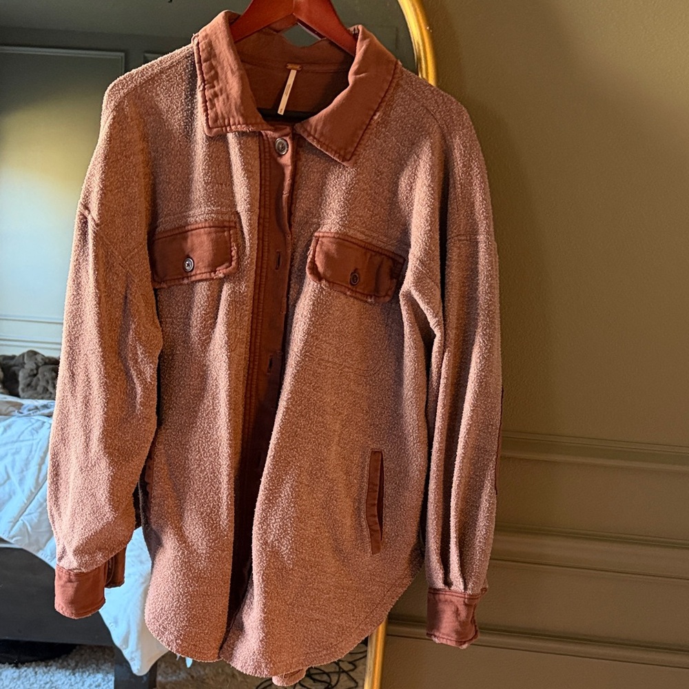 Free People Ruby Maroon Shacket with pockets